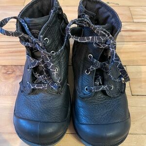 Palladium Kids Black Leather Lace-Up Boots